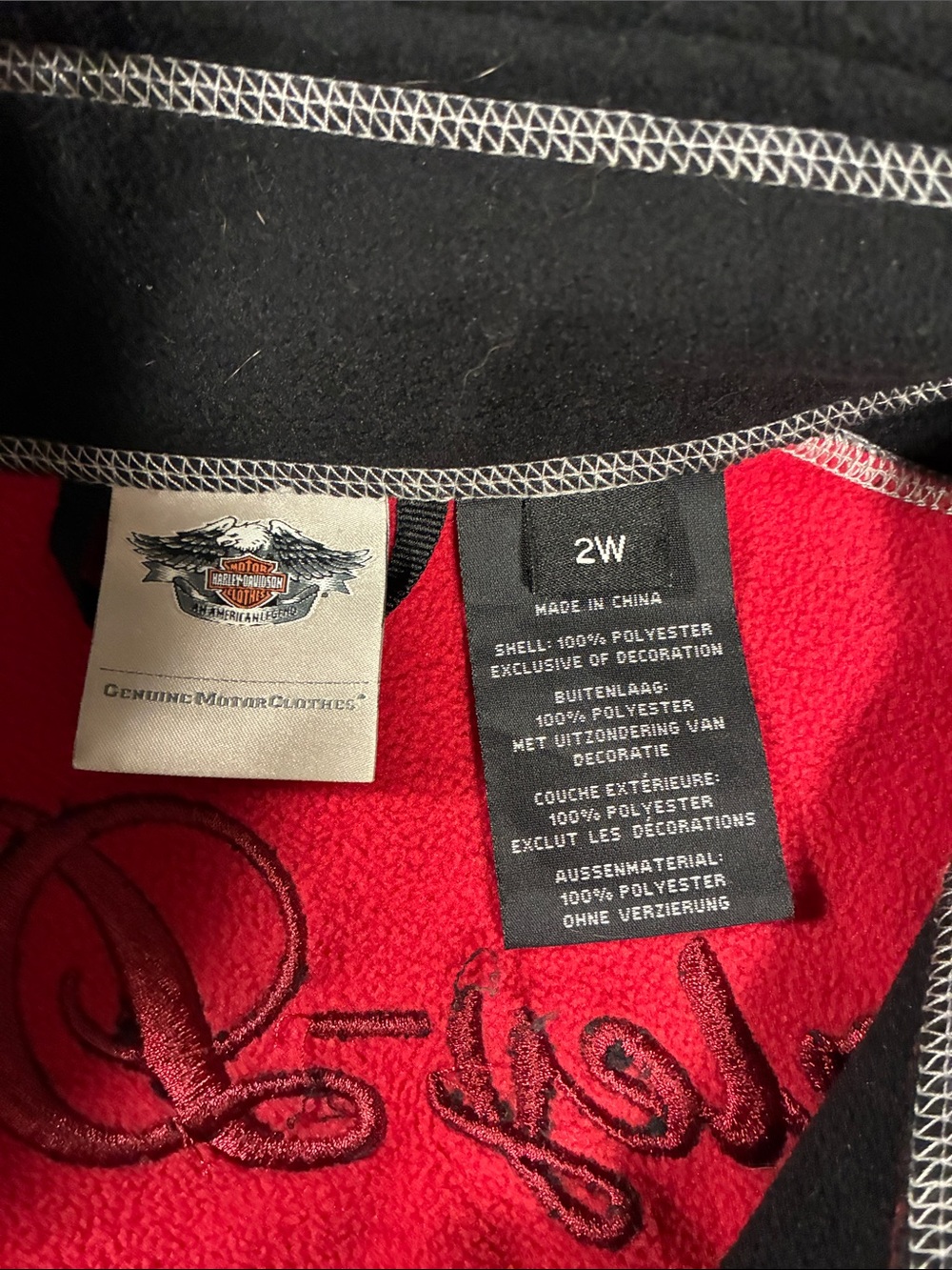 Harley-Davidson Women's Red and Black Zip Fleece Jacket - Picture 4 of 4